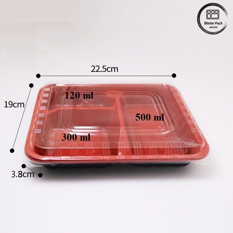 Περιβαλλοντικά φιλικό 3 διαμερίσματα Bento Box μίας χρήσης PP πλαστικό μικροκυμάτων και ψυγείο ασφαλή