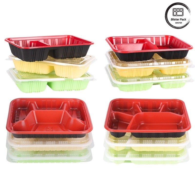 Περιβαλλοντικά φιλικό 3 διαμερίσματα Bento Box μίας χρήσης PP πλαστικό μικροκυμάτων και ψυγείο ασφαλή