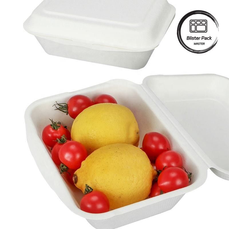 9 ιντσών ζαχαροκάλαμο Bagasse Clamshell κουτί μεσημεριανού γεύματος Απορρίψιμο και βιοδιασπώμενο δοχείο τροφίμων για τα μπέργκερ και το φούρνο
