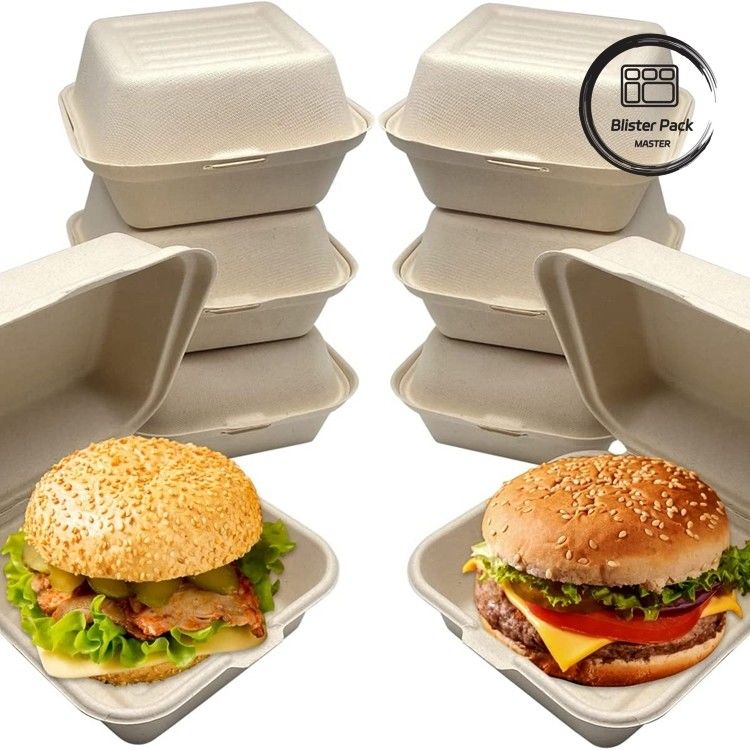 9 ιντσών ζαχαροκάλαμο Bagasse Clamshell κουτί μεσημεριανού γεύματος Απορρίψιμο και βιοδιασπώμενο δοχείο τροφίμων για τα μπέργκερ και το φούρνο
